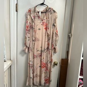 H&M v-neck long sleeved floral dress, slip included